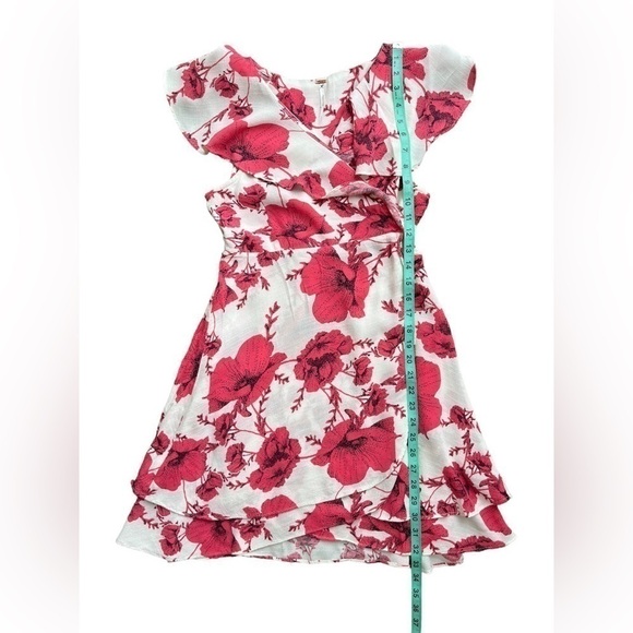 FREE PEOPLE French Quarter Cream Combo Mini Wrap Ruffle Dress Pink/White Size S - Picture 11 of 11